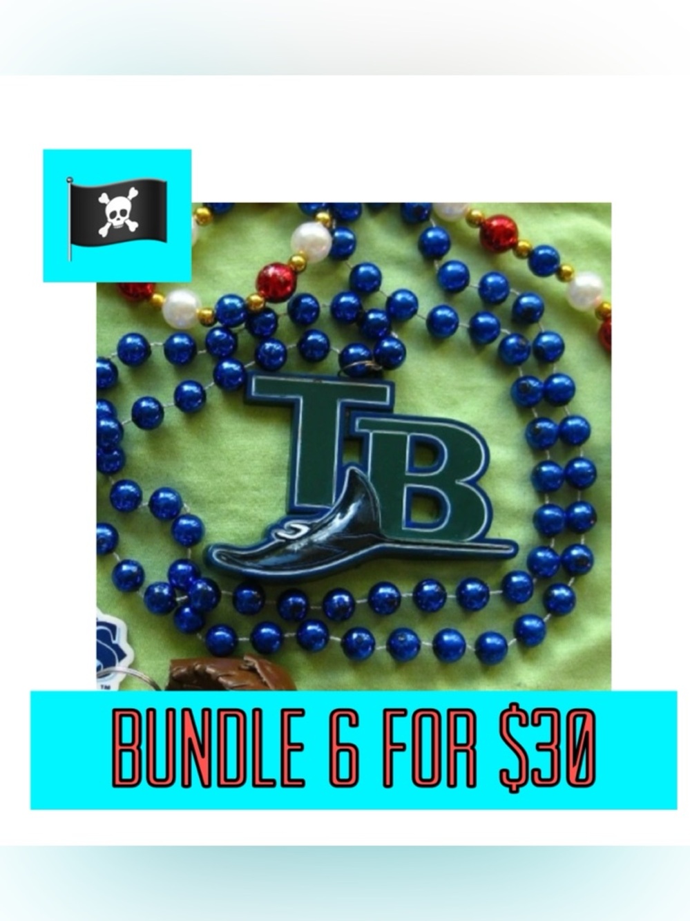 🏴‍☠️6 for $30🏴‍☠️ Tampa Bay Devil Rays MLB Plastic Bead Necklace